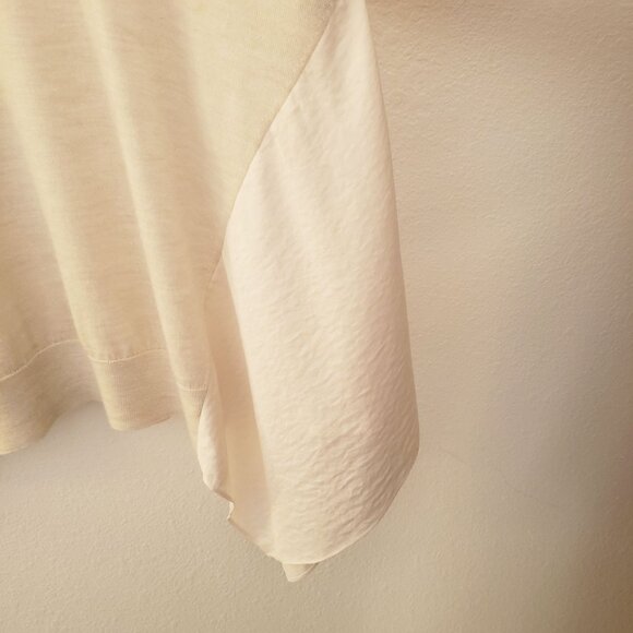 AllSaints Oversize Merino Wool Cream Turtleneck Sweater w Satin Drape Size M - Picture 5 of 11